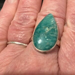 Handmade Teardrop Amazonite Statement Ring